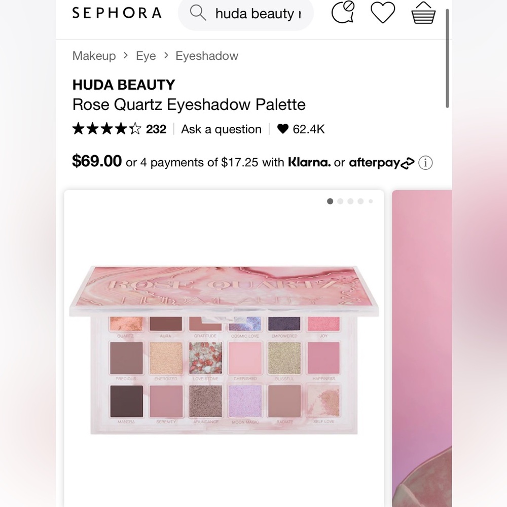 BNIB Huda Beauty Rose Quartz Palette
